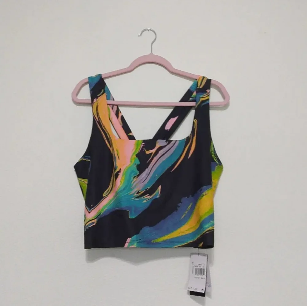 Nike Dri-Fit Cropped Marble Abstract Print Sports Bra Crop Top Athletic Yoga